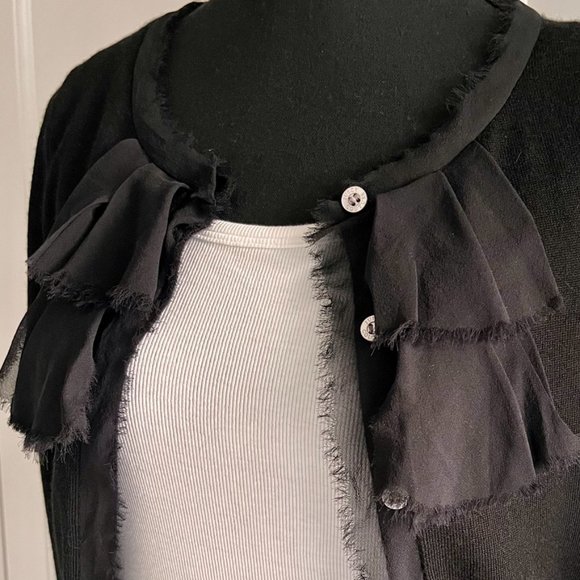 JUICY COUTURE Black Cardigan 100% Merino Wool, 100% Silk Trim | P / XS - Picture 5 of 9